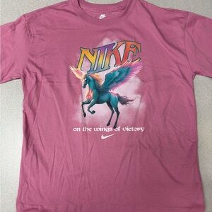 Nike on the wings of victory Pink Loose Fit Tee with White Branding